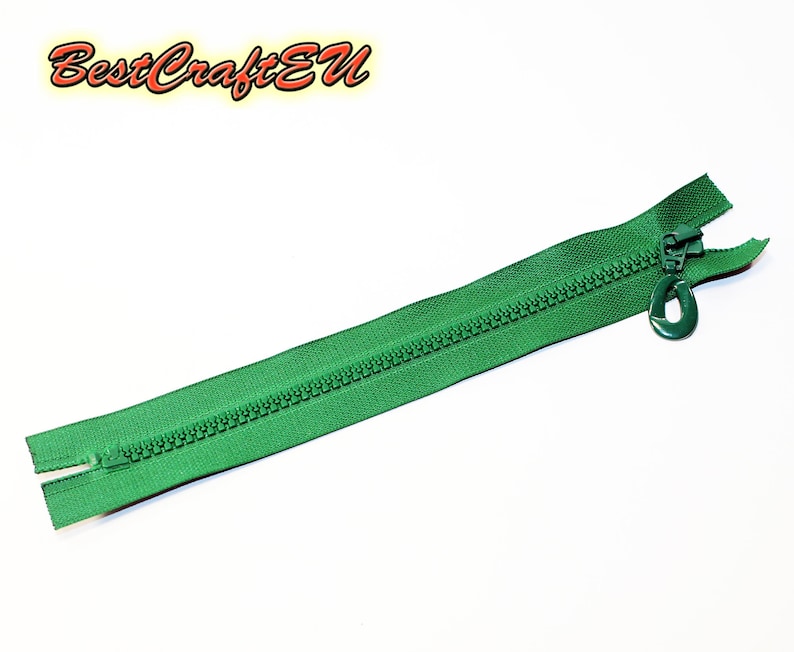 Zipper for leathercraft and sewing. 20cm closed end zipper Zipper for bags and cases Green plastic zipper