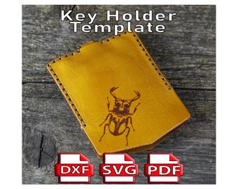 DIY Leather key holder, Leather craft template, PDF pattern, SVG template, Leather dxf key holder.
