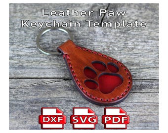 DIY Leather Paw Key Fob Template: Keychain Pattern (PDF, SVG)