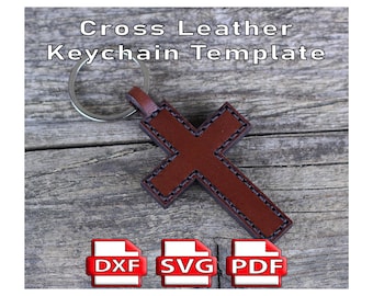 Leather Cross Keychain Template, DIY Craft (PDF, SVG)