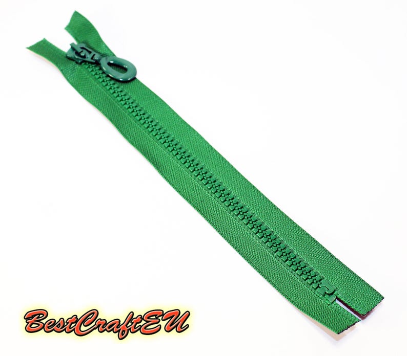 Zipper for leathercraft and sewing. 20cm closed end zipper Zipper for bags and cases Green plastic zipper
