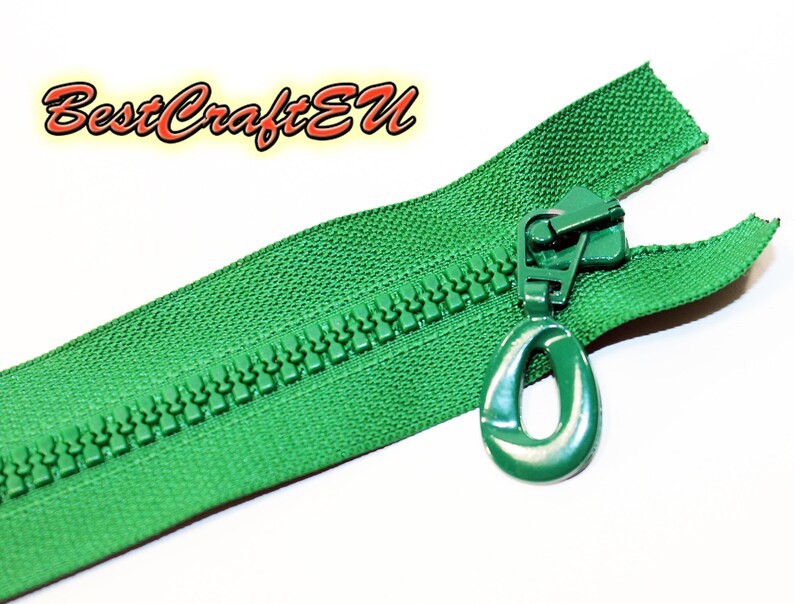 Zipper for leathercraft and sewing. 20cm closed end zipper Zipper for bags and cases Green plastic zipper