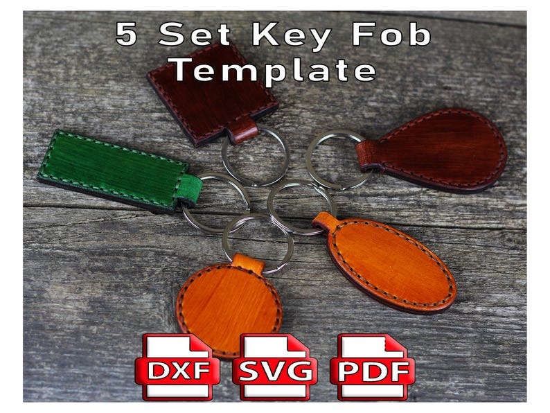 Leather Key Fob Template – 5 Set DIY Keychain Pattern (PDF, SVG) - Etsy