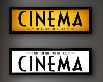 CINE - Rótulos luminosos LED estilo vintage PERSONALIZADOS, caja de luz - usb (112)