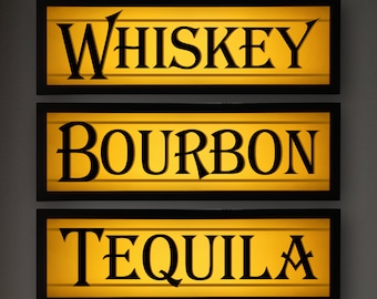 Vintage stijl whisky - bourbon - tequila led-lichtborden voor bardecor – voeding via USB (119)