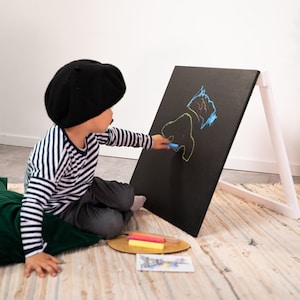 Kids Chalkboard Easel, Children&#39;s Wood Blackboard Free Standing, Erasable Drawing Board, Educational Toy, Drawing Small Art, Preschool Board