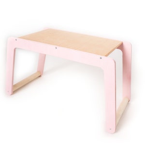 Toddler Desk Table Kids Small Montessori Wooden Pink Table Children Play Furniture ONLY TABLE image 2