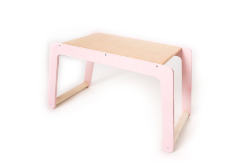 Toddler Desk Table Kids Small Montessori Wooden Pink Table Children Play Furniture ONLY TABLE image 2