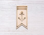 Wooden anchor flag Laser plywood Cut, wood cutout, plywood figure 4x size wood Ornaments Craft Decoration Decoupage Unpainted (EW0212)