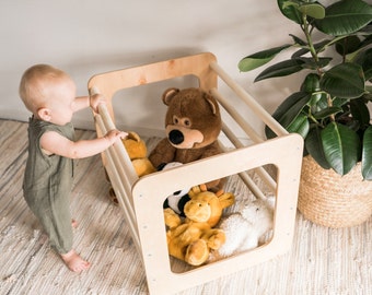 Toddler Climbing Cube, Kids' Wooden Playhouse Equipment, Children's Indoor Play Gym with Rungs, Baby Climber, Montessori Frames in Square