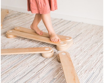 Holz Schwebebalken für Grobmotorik, Indoor Kleinkind Montessori Spielzeug, Balancierbrett Ausrüstung für Dekoration, Kinderspiele und Gymnastik