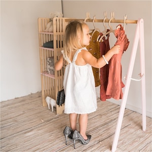 Kids Montessori Wardrobe, Wood Clothing Rack, Children Closet, Kid Dress Up Storage, Toddler Room Furniture,  Gift for Child