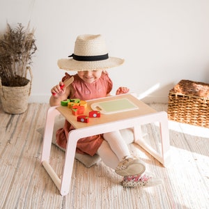 Toddler Desk Table Kids Small Montessori Wooden Pink Table Children Play Furniture ONLY TABLE image 7