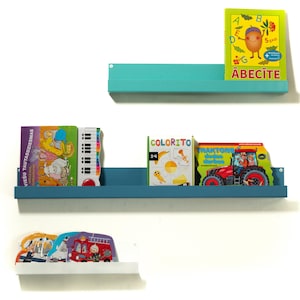 Étagère pour chambre d'enfant en métal, Étagères pour livres d'enfants en acier inoxydable, Rebord d'étagère mural coloré, Étagère flottante, Bibliothèque pour chambre d'enfants