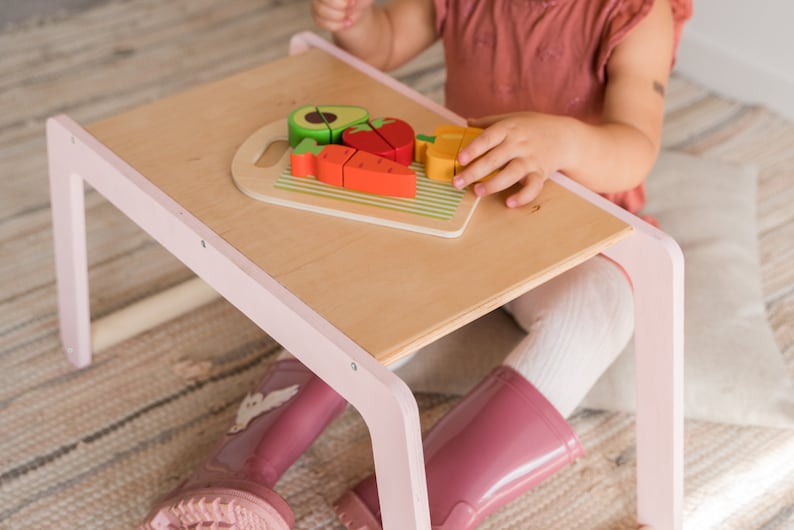 Toddler Desk Table Kids Small Montessori Wooden Pink Table Children Play Furniture ONLY TABLE image 5