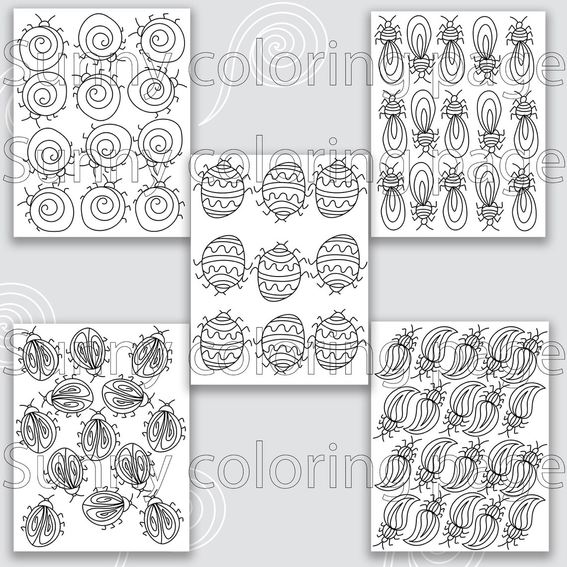 Download Fantasy doodle Insects Printable PDF Coloring book Digital | Etsy