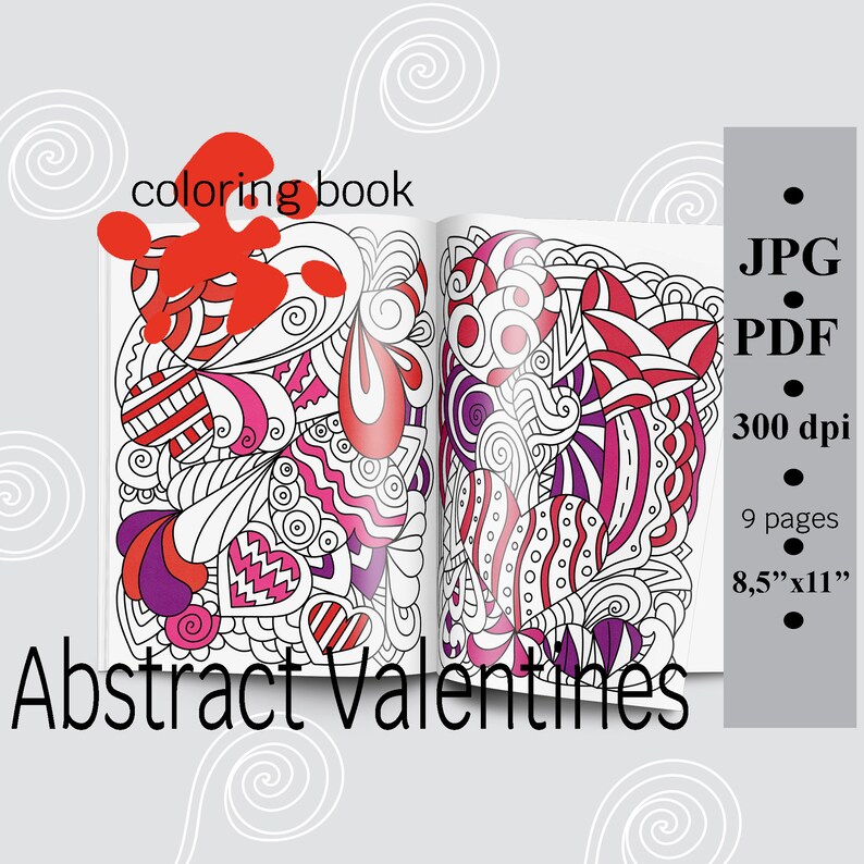 Download Love Coloring Pages For Kids And Adults Digital File Valentines Day Diy Coloring Books Abstract Valentines Coloring Book Printable Pdf Digital Art Collectibles Efp Osteology Org
