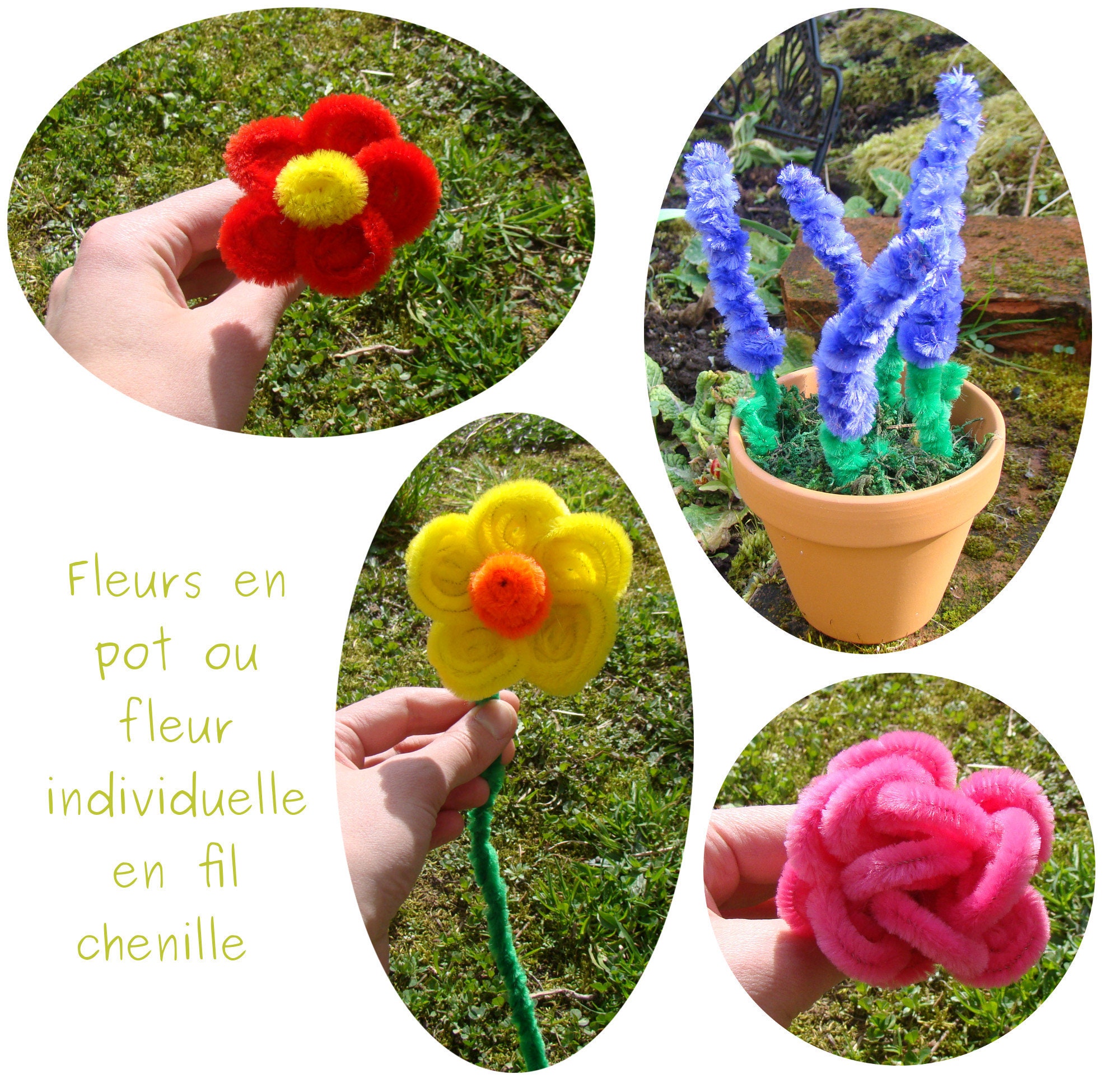 Fleur Deco Individuelle Pour Vase ou en Pot - Fil Chenille