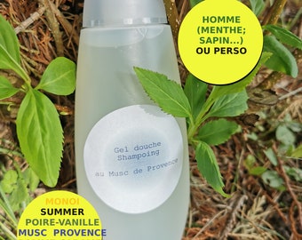 Gel douche & shampoing naturel homme ou femme, fait maison et  made in France