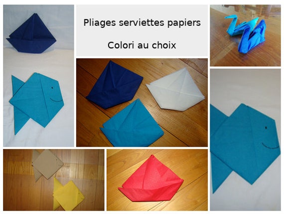 Pliage de Serviette en Papier Forme Bateau, Poisson ou Cygne