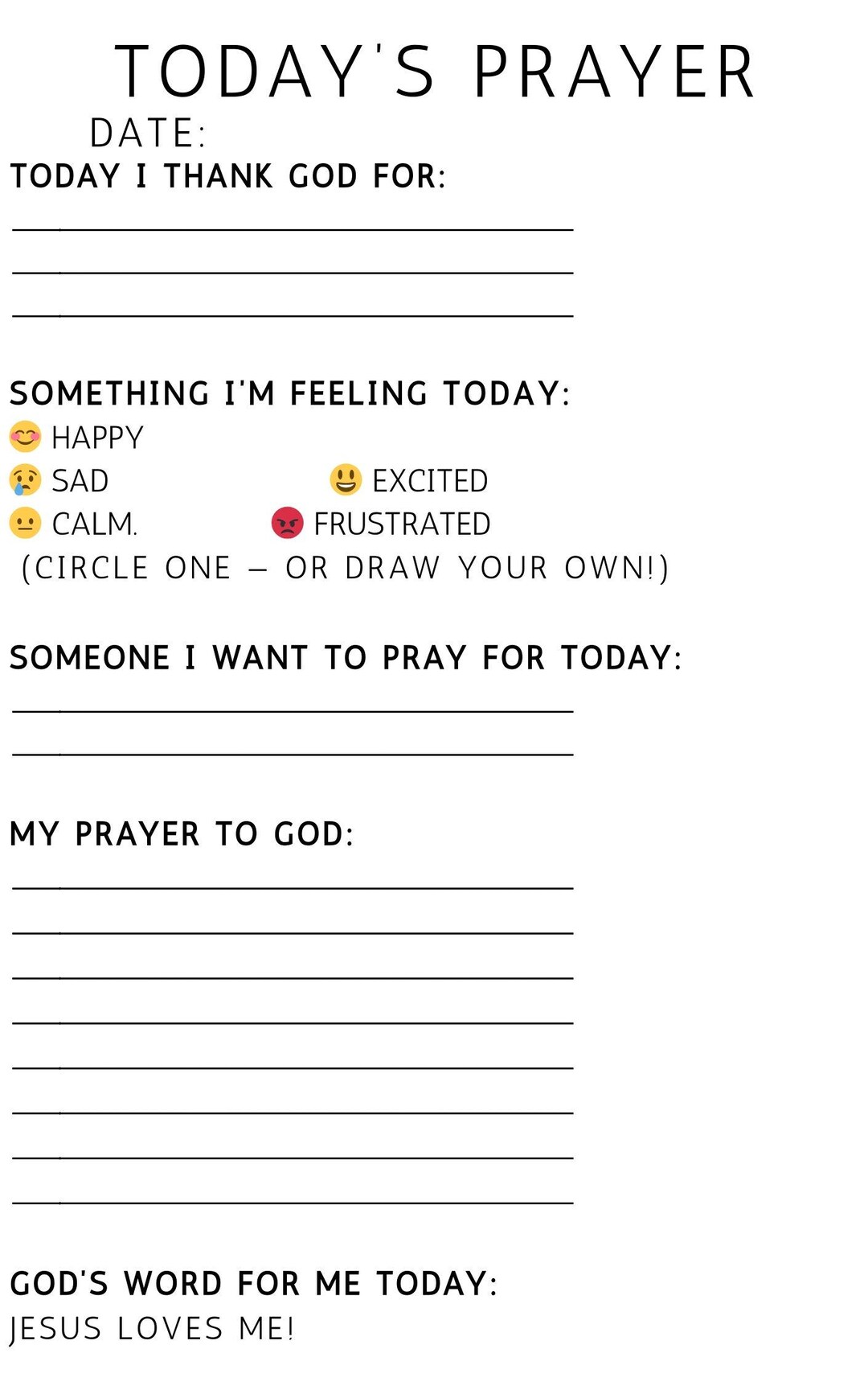 Kids Daily Prayer Journal Printable • Christian Homeschool Devotional ...