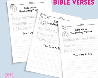 26 Bible Verses- Alphabet Bible Verses- Handwriting Practice - Bible Verse Tracing (PDF Download)