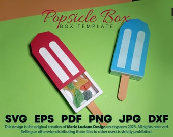 Paper ice-cream Boxes SVG, DXF template EPS, Pdf, Paper Popsicle CutFiles, creative packaging, Favor pack, Treat Box for Cricut, Silhouette