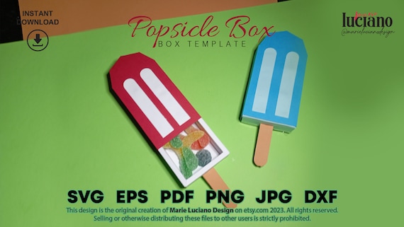 Paper ice-cream Boxes SVG, DXF template EPS, Pdf, Paper Popsicle CutFiles, creative packaging, Favor pack, Treat Box for Cricut, Silhouette