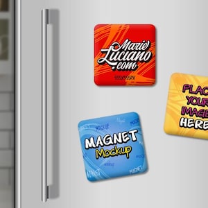 Refrigerator Magnet | Square Magnet Round Corners | Digital Download | PSD Mockup editable background | Place image in Smart Layer