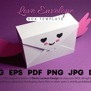 Busta regalo amore scatola SVG, modello DXF EPS, Pdf, Png, Jpg, file di taglio a cuore di carta, San Valentino, bomboniera, scatola per dolcetti da Cricut o Silhouette