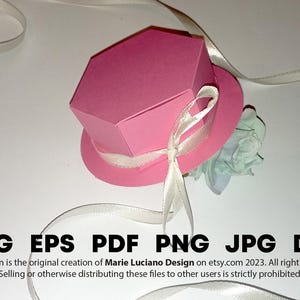Girl Hat Gift Box SVG Template – Exagon box Closure Favor Box for Cricut & Silhouette | Treat Box Cut Files (DXF, Eps, PDF, Jpg, Png, Svg)