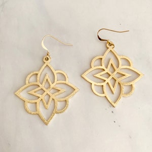 Flower Statement Earrings, Flower Earrings, Gold Statement Earrings, Boho Earrings, Floral Earrings, Big Flower Earrings, LANGSTON