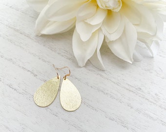 Gold Teardrop Earrings: Minimalist Boho Dangle Earrings