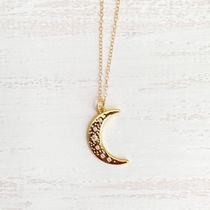 Crescent Moon Necklace, Moon Necklace, Celestial Jewelry, Dainty Gold Jewelry, Dainty Gold Necklace, Crescent Necklace, CAMBRIA