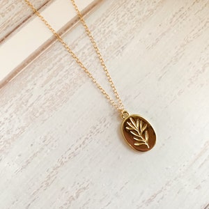 Dainty Coin Necklace, Herb Gold  Necklace , Boho Necklace, Minimalist, floral necklace, Rosemary Necklace, Best Friend Jewelry, WILLA