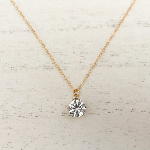 Solitaire Necklace, Solitaire CZ Necklace , Jewel CZ  Necklace, Minimalist Necklace, Best Friend Jewelry, Gift For Her, ADELE