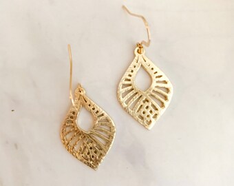Gold Teardrop Moroccan Earrings: Boho Dangle Jewelry