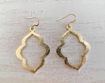 Brushed Gold Moroccan Earrings: Boho Statement Jewelry