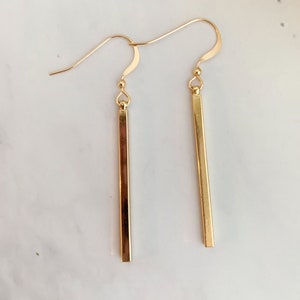 Gold Skinny Bar Earrings, Minimalist Earrings, Lightweight Earrings, Gold Bar Earrings, Gold Modern Earrings, Best Friend Gifts, IVER