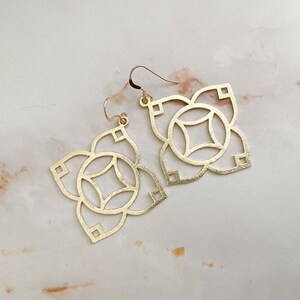 Flower Statement Earrings, Flower Earrings, Gold Statement Earrings, Boho Earrings, Floral Earrings, Big Flower Earrings, OLIVIA