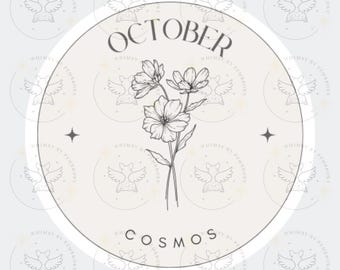 October Cosmos Birth Flower SVG, October Cosmos Birth Flower PNG, Instant Download, October Birth Flower, Cosmos Birth Flower