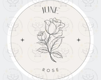 Juni Geburtsblume SVG, Juni Geburtsblume PNG, Sofort Download, Juni Geburtsblume, Rose Geburtsblume