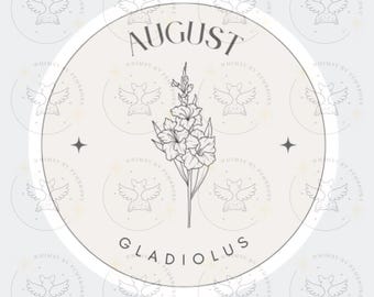 August Gladiolus Birth Flower SVG, August Gladiolus Birth Flower PNG, Instant Download, August Birth Flower, Gladiolus Birth Flower