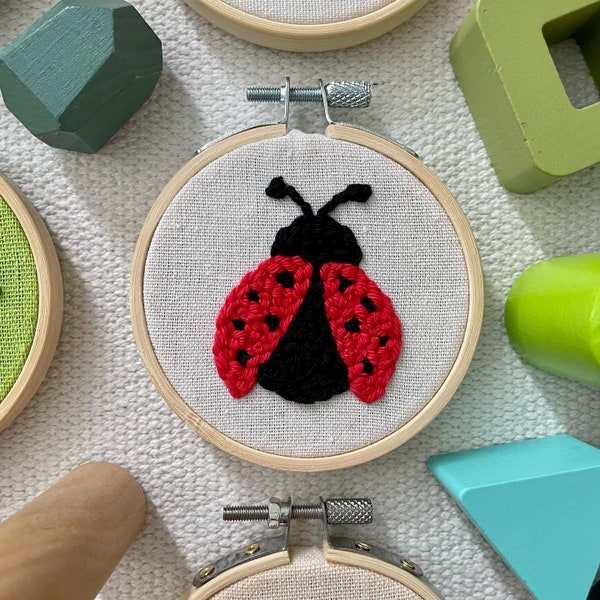 Ladybug wall decor,Punch needle ladybug, Kids wall decor, Children’s decor, Nursery embroidery,Kids room embroidery