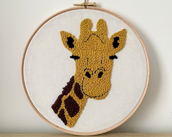 Giraffe wall decor,Punch needle giraffe, Kids wall decor, Children’s decor, Nursery embroidery,Kids room embroidery, Animal faces decor