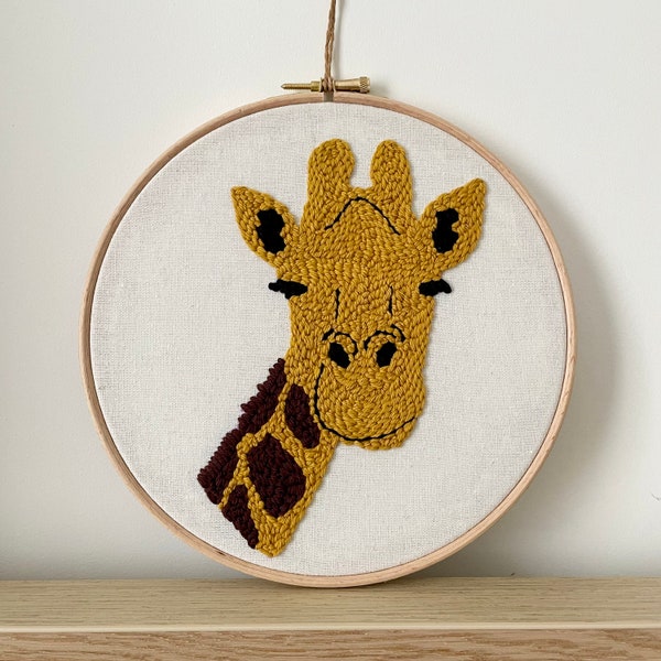 Giraffe wall decor,Punch needle giraffe, Kids wall decor, Children’s decor, Nursery embroidery,Kids room embroidery, Animal faces decor