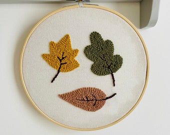 Leaf leaves wall decor, Punch needle leaves leaf, Leaf, Leaves, Kids wall decor, Children’s decor, Nursery embroidery,Kids room embroidery