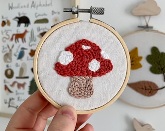 Mini mushroom wall decor, Punch needle mushroom, Kids wall decor, Children’s decor, Nursery embroidery,Kids room embroidery