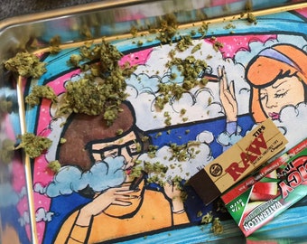 rolling tray weed accessories smoking accessories weed tray herb grinder vagina art painting original female artist mature art adult - fortnite characters smoking weed