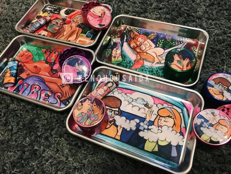 Girly Rolling Tray Weed Accessories Smoking Accessories Etsy Canada